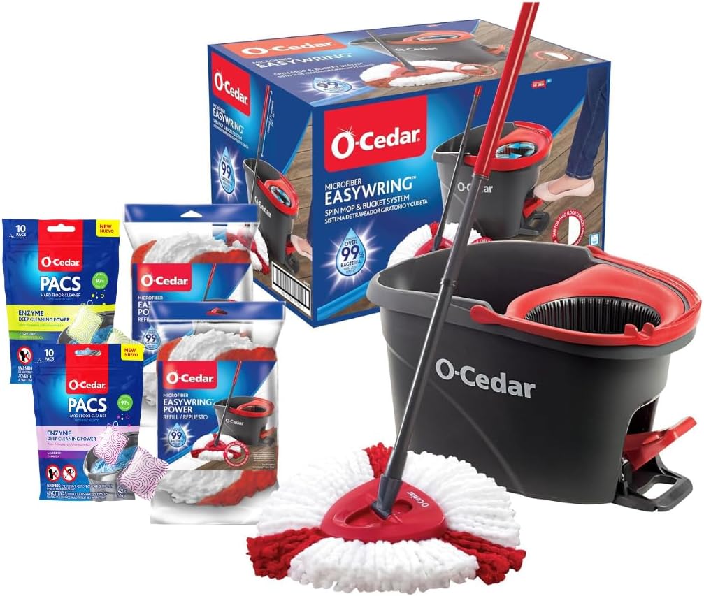 O-Cedar EasyWring Spin Mop & Bucket System for Effortless Cleaning
