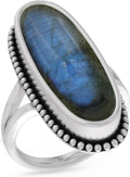 925 Sterling Silver Labradorite Ring for Womens - Dainty Boho Gemstone
