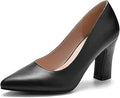 BUEUPU Women's Chunky High Heels Closed Pointed Toe Pumps