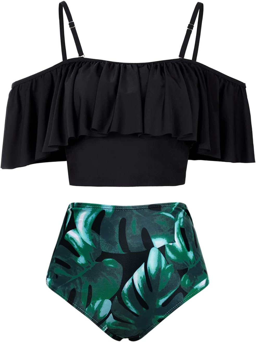 Kaei&Shi High Waisted Flounce Bikini Set for Tummy Control