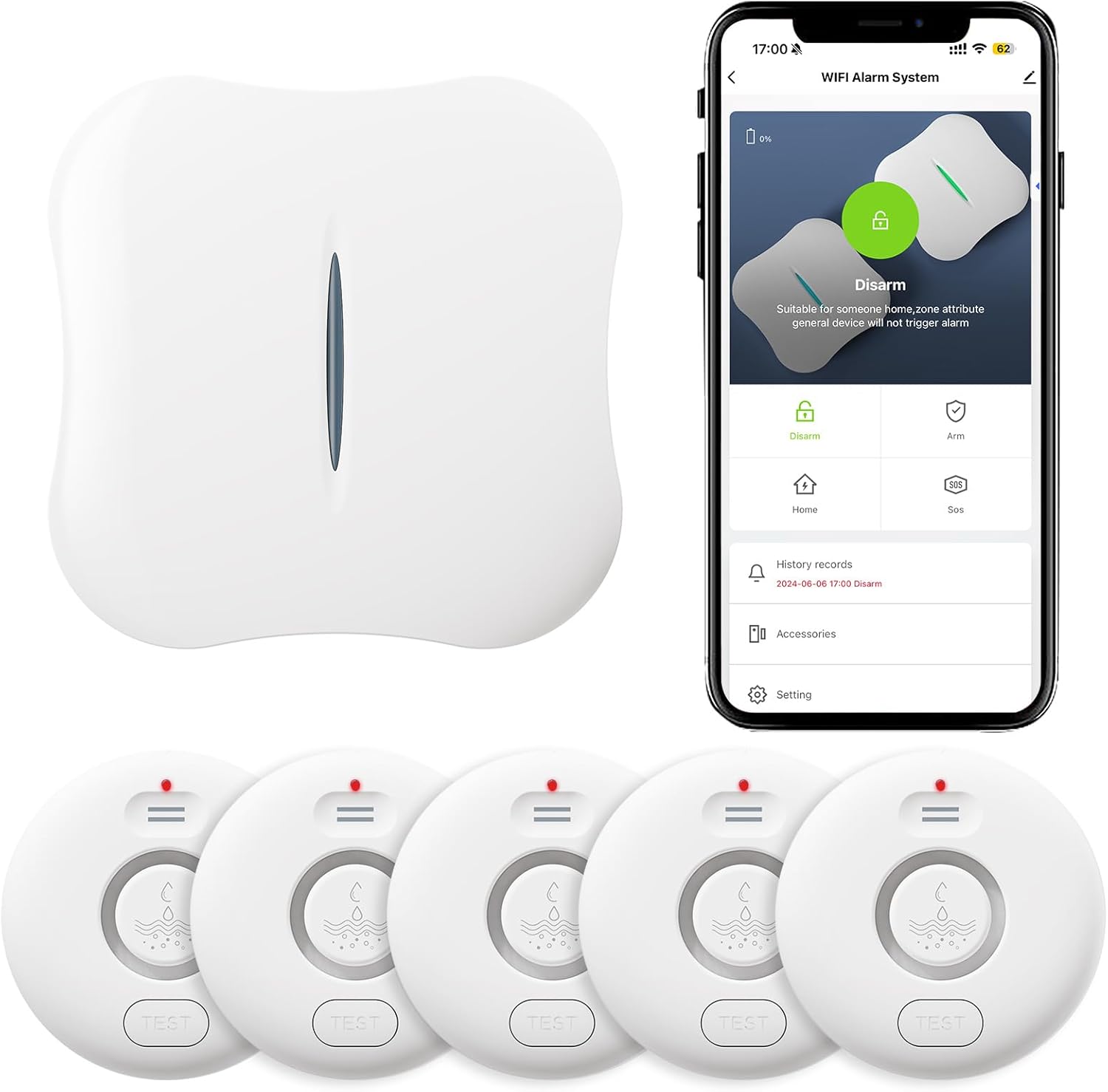 WiFi Water Leak Detectors 5 Pack for Home Safety and Alerts