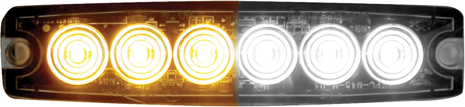 5in Amber/Clear LED Strobe Light with 23 Flash Patterns