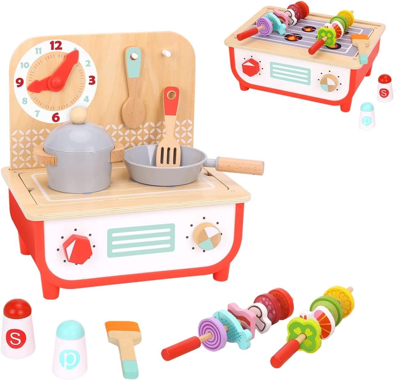 TOOKYLAND Wooden Pretend Cooking Playset - Interactive Kitchen Fun!