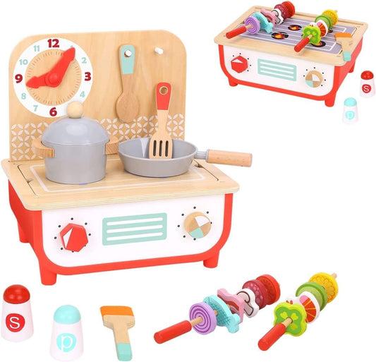TOOKYLAND Wooden Pretend Cooking Playset - Interactive Kitchen Fun!