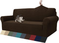 Jacquard Couch Cover for 3 Cushion Sofa XL - Stretchy Dark Coffee