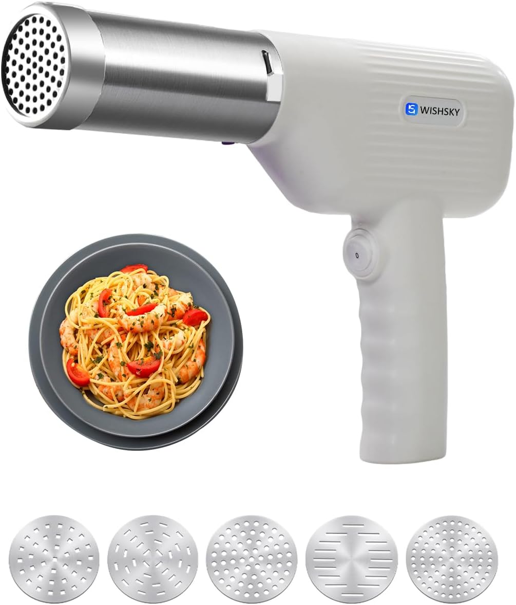WISHSKY Handheld Electric Pasta Maker - 5-in-1 Portable Noodle Machine