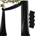 MLMC Black Wedding Arch Draping Fabric 4 Panels - Extra Long Sheer