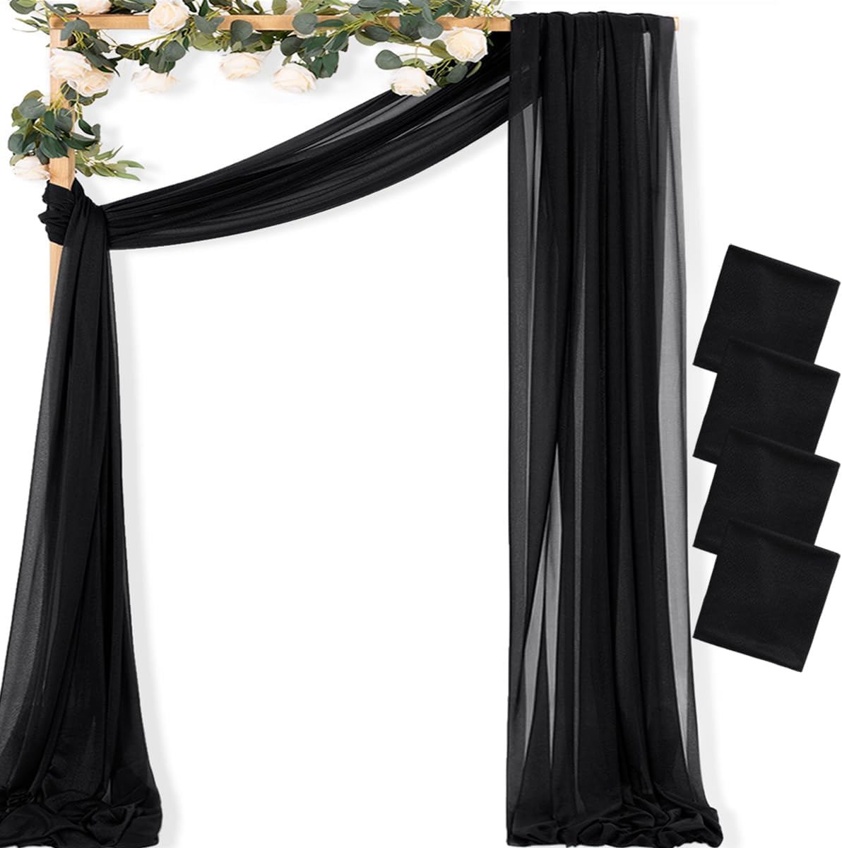 MLMC Black Wedding Arch Draping Fabric for Elegant Events
