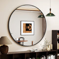 Black Round Mirror 32 in Circle Bathroom Mirror - Modern Wall Mirror