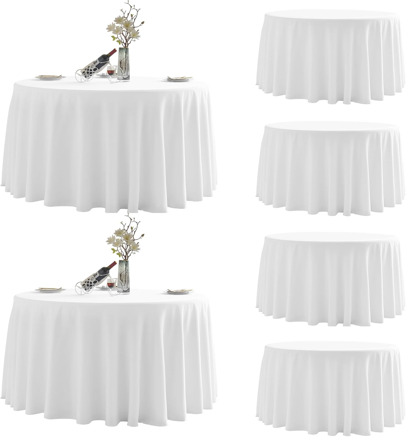 Round Tablecloth 108in Stain Resistant Polyester 6 Pack for Events