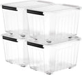 Nazhura 97 Quart Plastic Storage Bin 4-Pack - Stackable, Nestable
