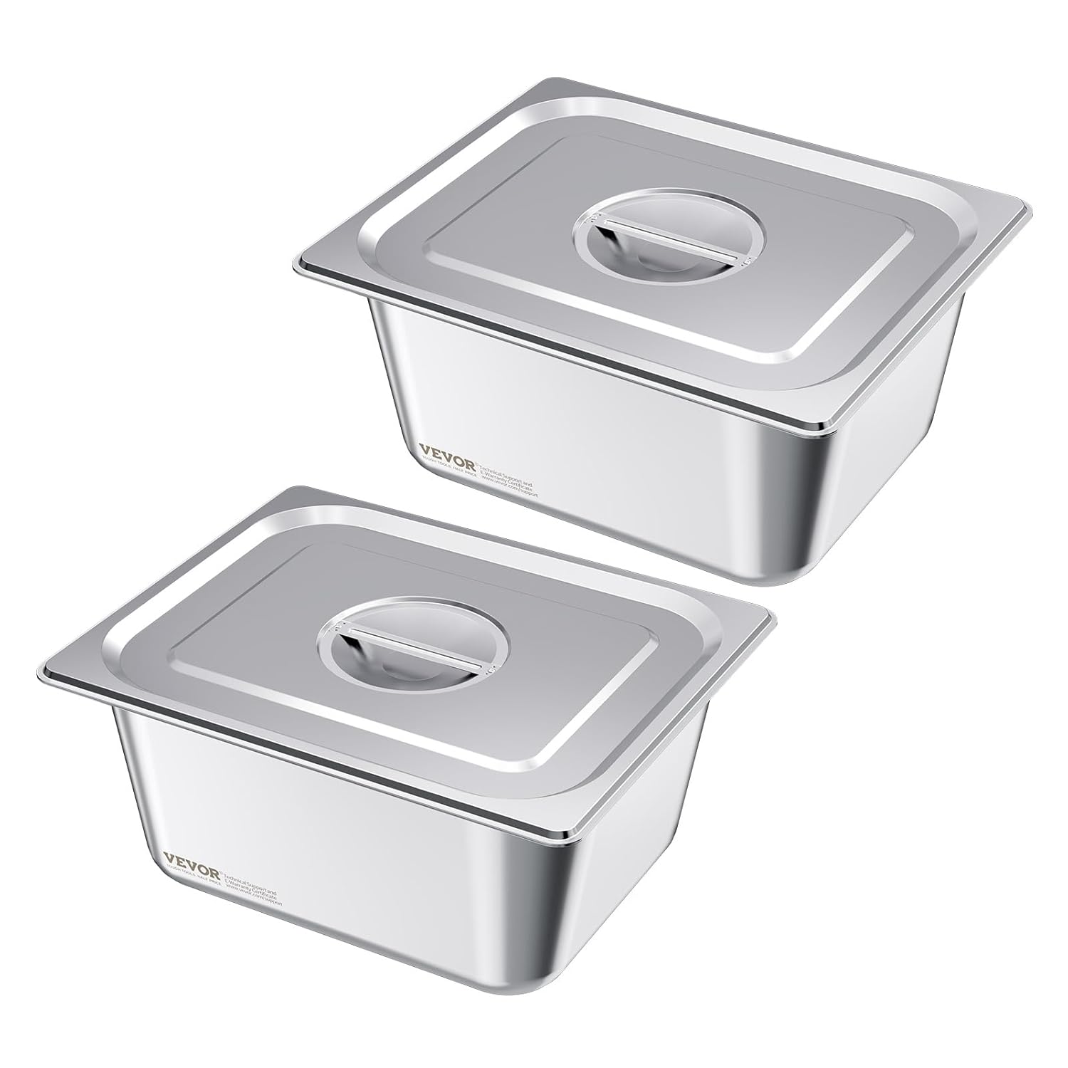 VEVOR 2 Pack Stainless Steam Hotel Pans for Catering