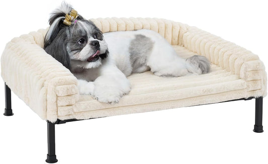 Veehoo Elevated Dog Bed with Bolster Cushion for Small Pets