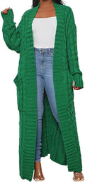 Womens Stylish Cable Knit Dual Chunky Cardigan with Pockets - Cozy Two