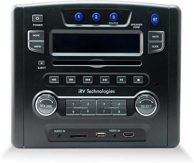 iRV34 Bluetooth Wall Mount RV Radio Stereo with 3 Zones Audio