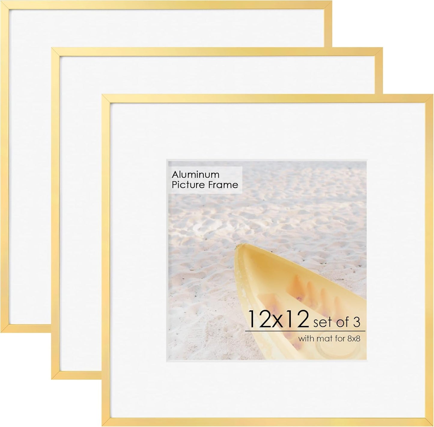 12x12 Gold Metal Square Picture Frame for Modern Home Decor
