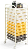 RELAX4LIFE 10 Drawer Rolling Cart - Slim Storage Cart with Lockable