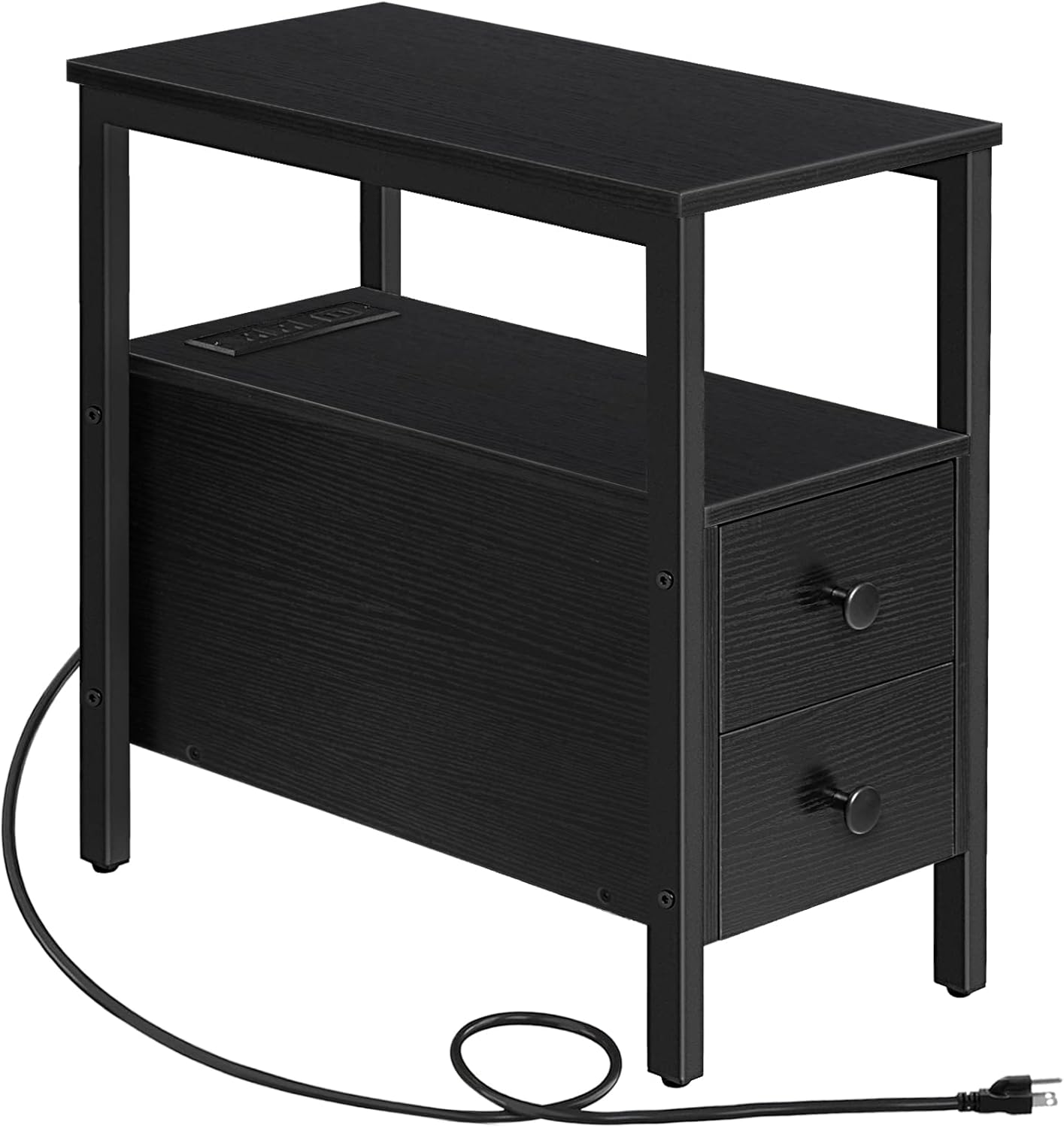 HOOBRO End Table with Charging Station for Small Spaces