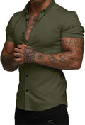 Men's Muscle Fit Short Sleeve Dress Shirt - High Stretch (Style RRW4)