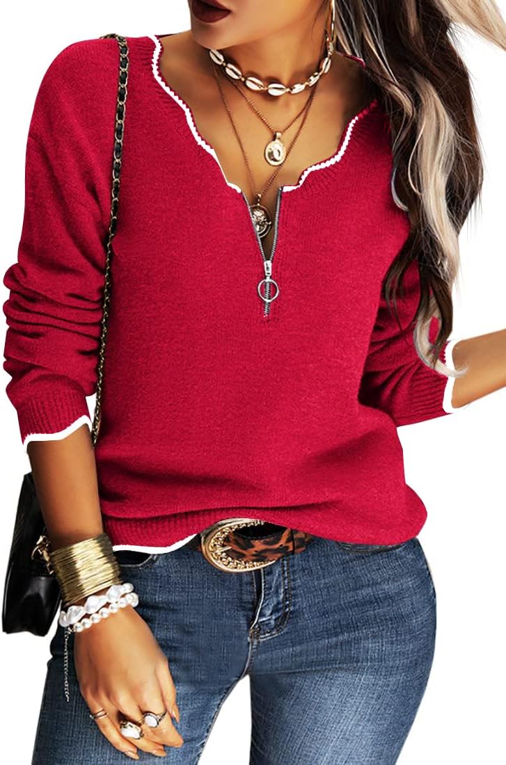 Stylish Women's V Neck Long Sleeve Sweater for Casual Wear