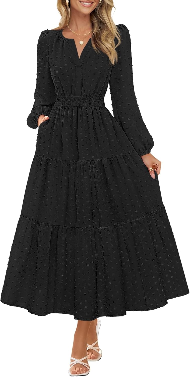 MEROKEETY Women's Fall Long Sleeve Maxi Dress for Any Occasion