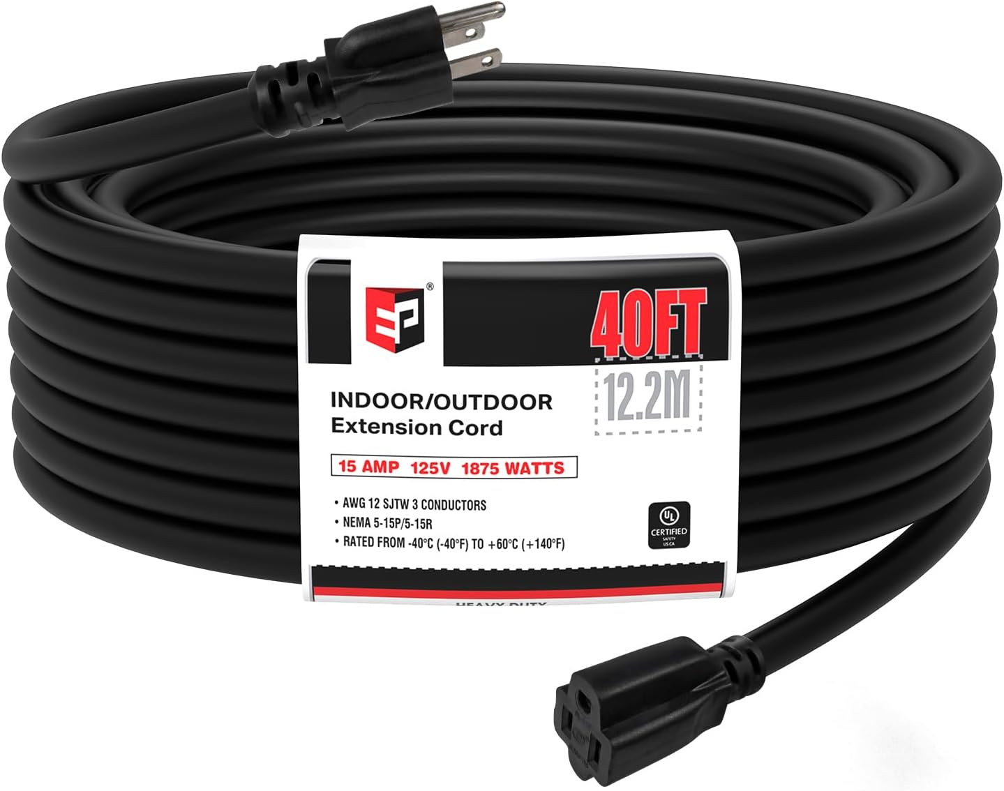 EP 40 Ft Outdoor Extension Cord - Heavy Duty Power Cable