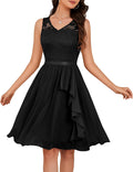 Women's Cocktail Party Dress with Handkerchief Hem - Lace Top A-line