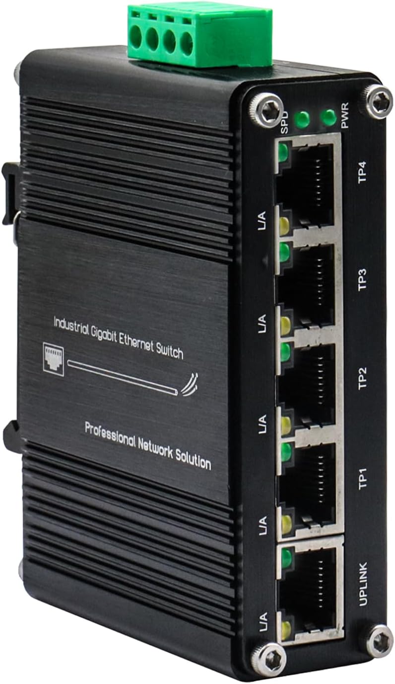 Mini 5 Port Industrial Gigabit Ethernet Switch for Rugged Use