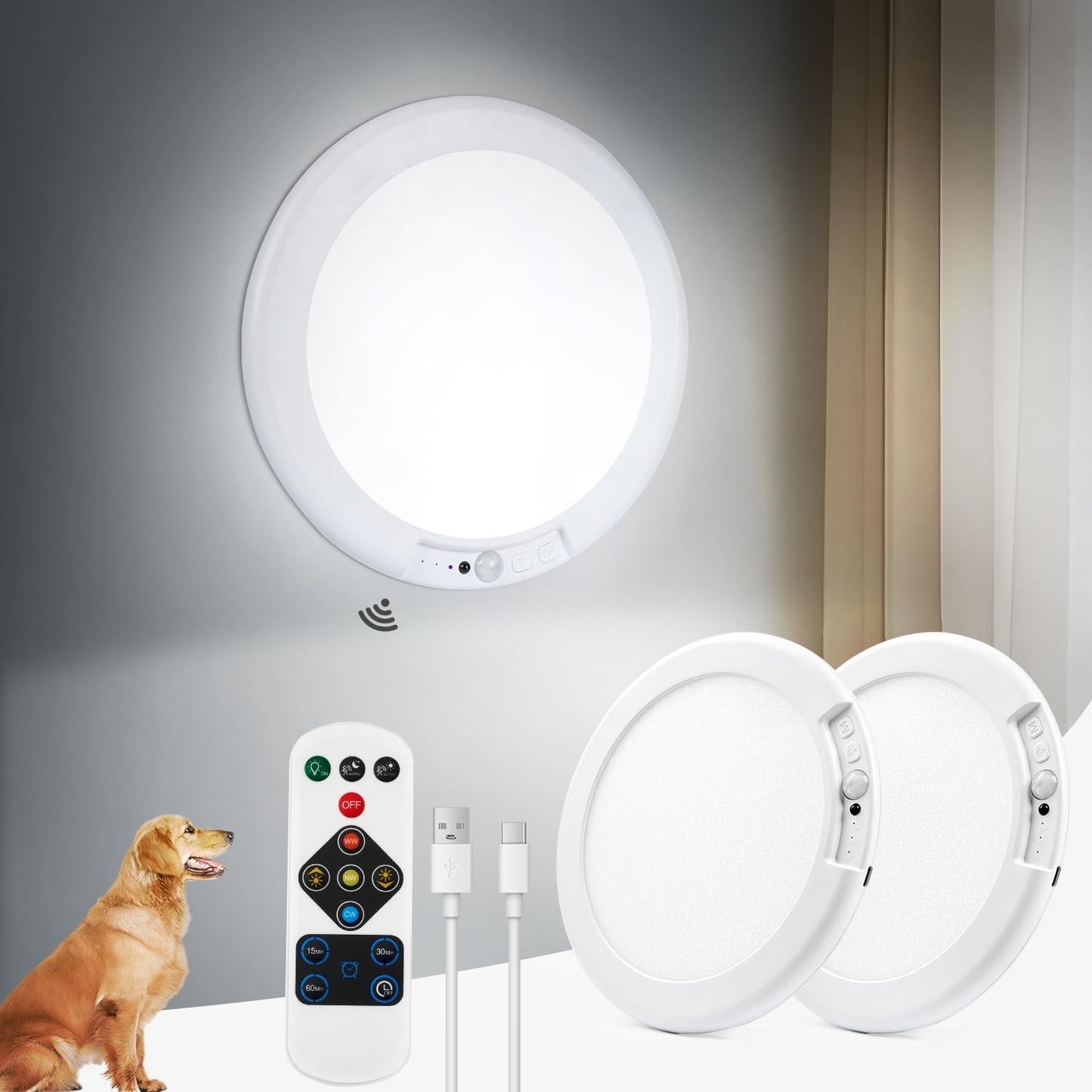 Battery Powered Ceiling Light with Remote for Versatile Use