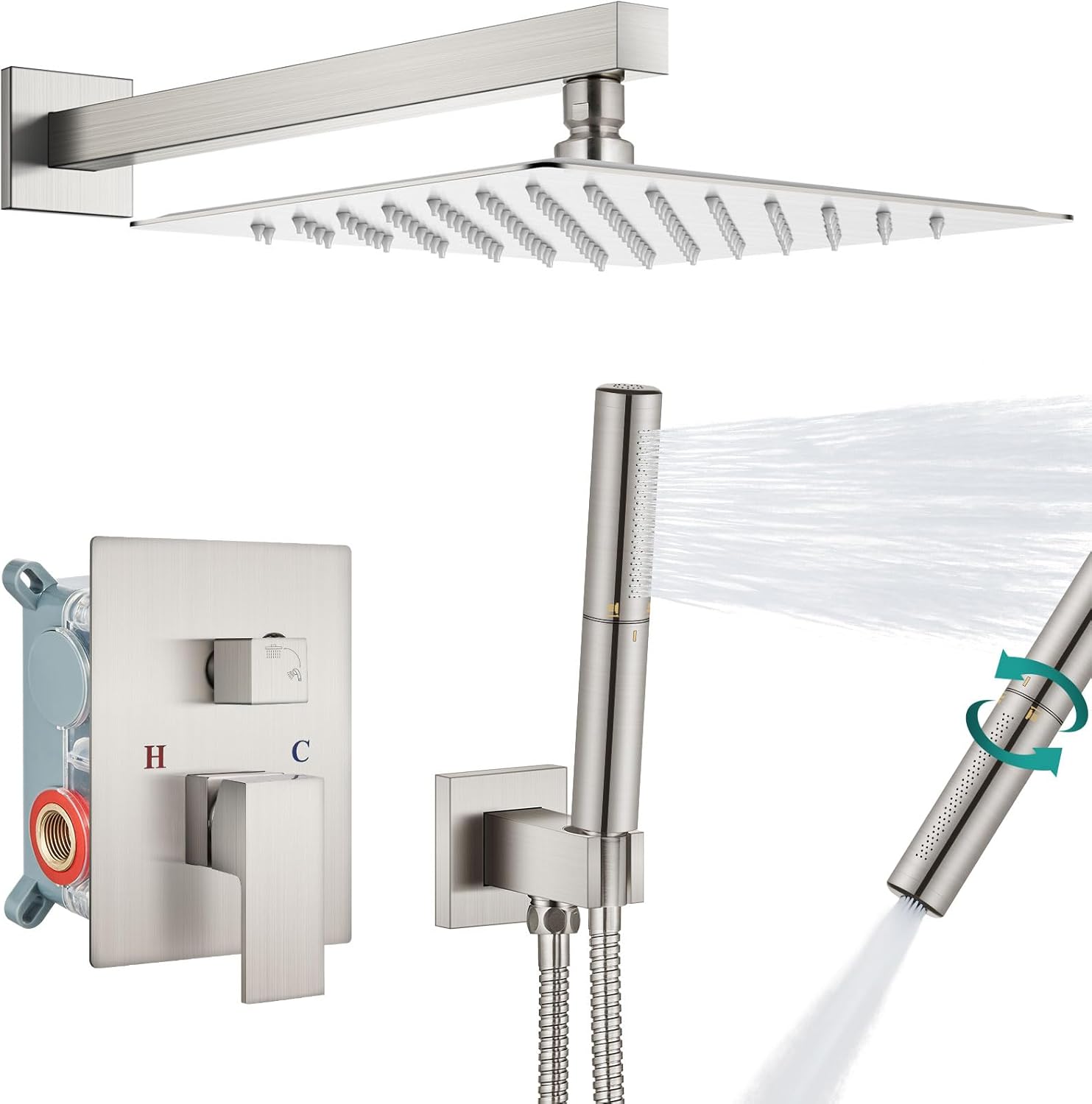 Aolemi Shower System with Rainfall Shower Head and Handheld Sprayer