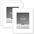 16x20 inch Picture Frame with 11x14 Removable Mat - Clean White (3