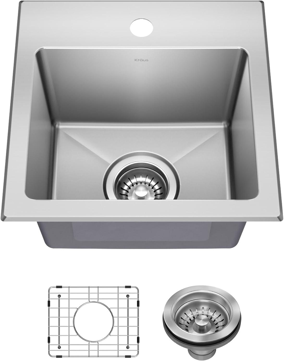 KRAUS Fairlane 15-inch Drop In Kitchen Bar Sink for Modern Homes