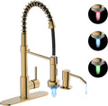 LED Kitchen Faucet with Soap Dispenser for Farmhouse RV Sinks