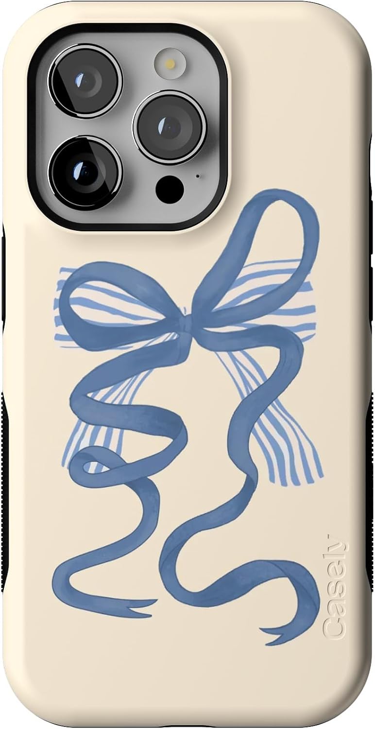 Casely iPhone 14 Pro Case with Blue Bow for Bold Protection