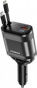 4-in-1 Retractable Fast Car Charger - 75W Power