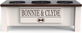 Personalized Elevated Triple Dog Bowl Stand - Medium Brown