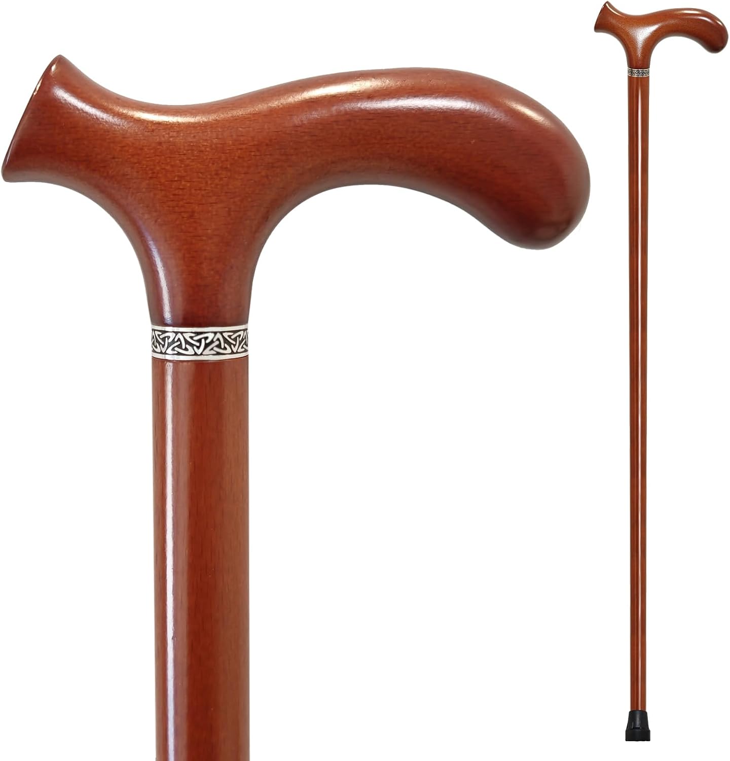 Wooden Walking Cane with 5 Height Options for Men and Women