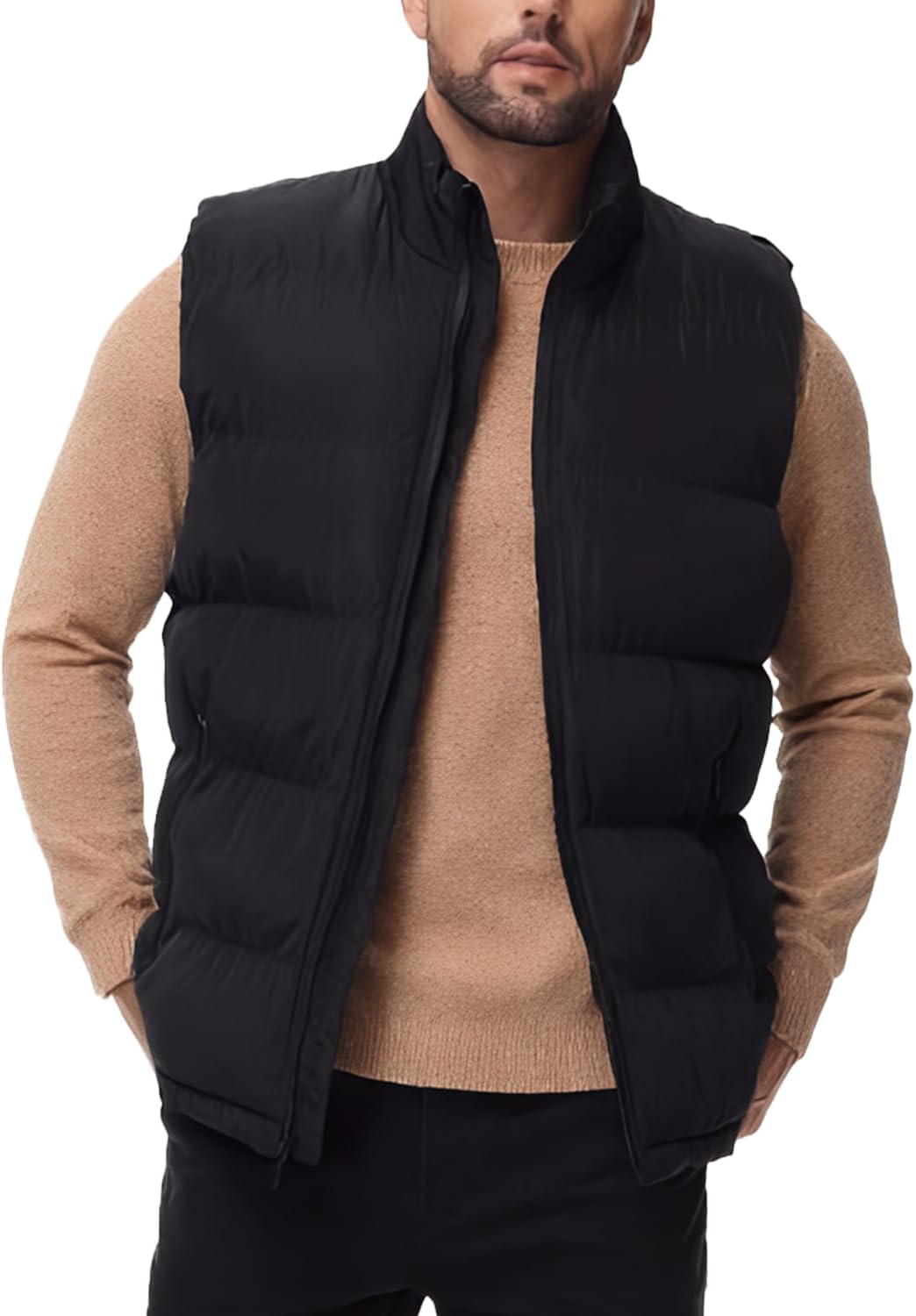 JIHUILAI Men's Puffer Vest: Warm, Lightweight, Water-Resistant