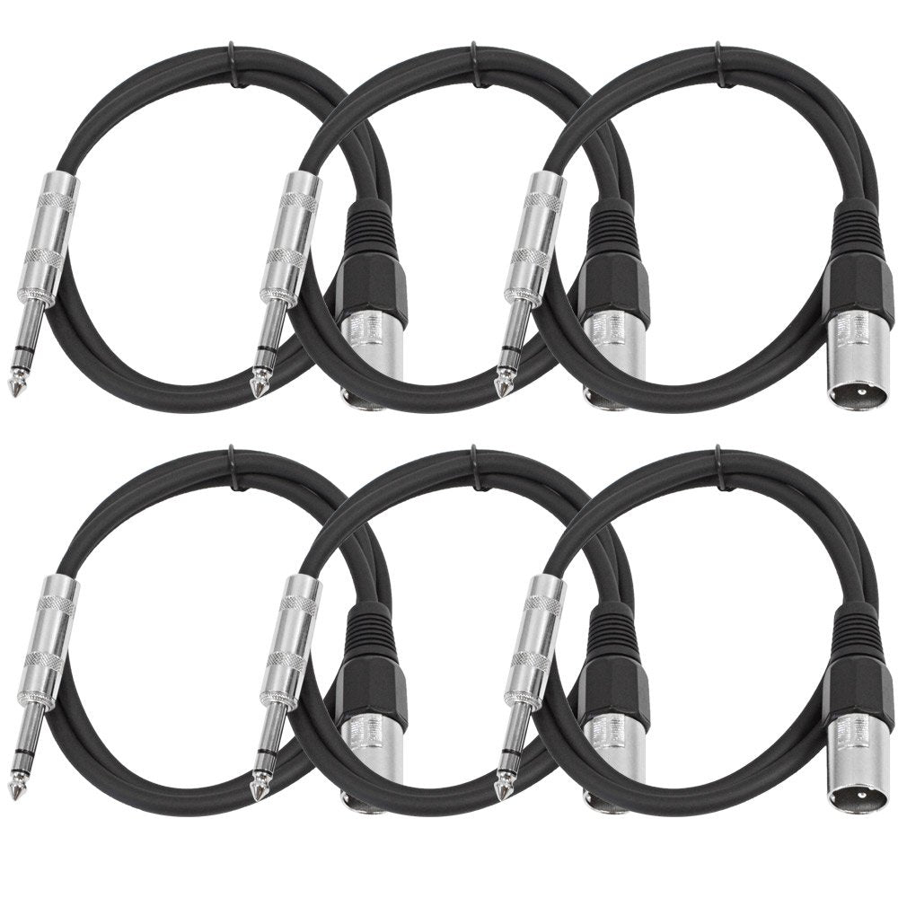 Seismic Audio SATRXL-M2 2-Feet XLR Male to 1/4-Inch TRS Cable