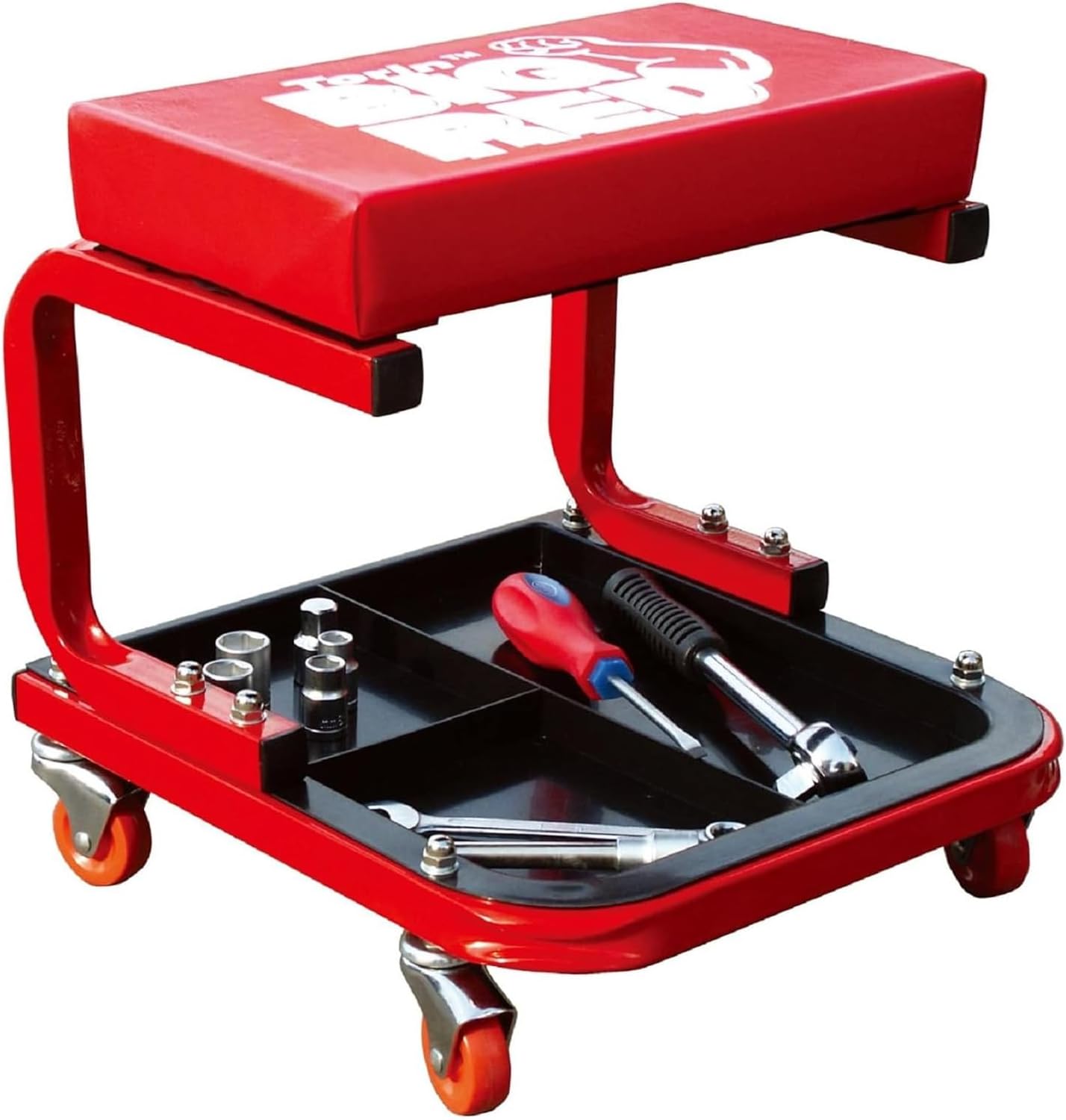 Torin TR6300 Red Rolling Creeper Garage Seat for Comfort