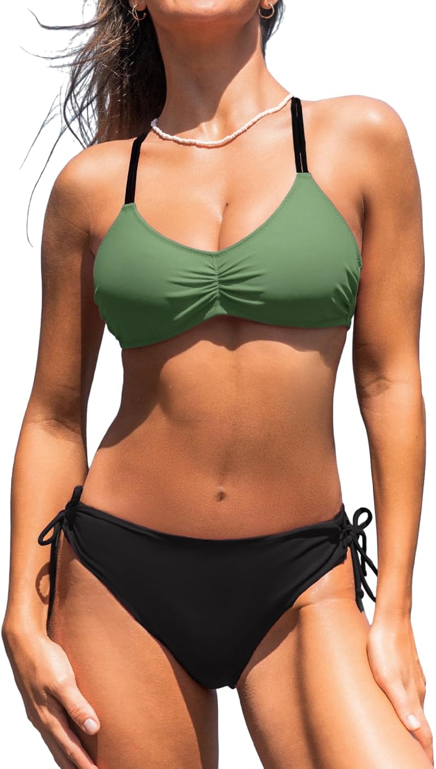 CUPSHE Women's 2 Piece Bikini Set with Reversible Bottoms