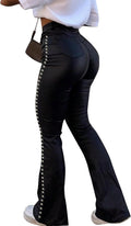 Faux Leather Butt Lifting Leggings for Women - Flare High Waist