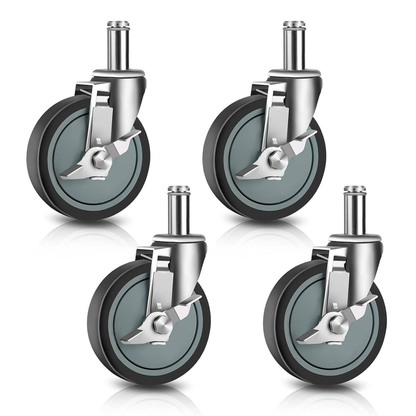 5 inches Stem Casters for Wire Shelving Racks - Heavy Duty Wheels