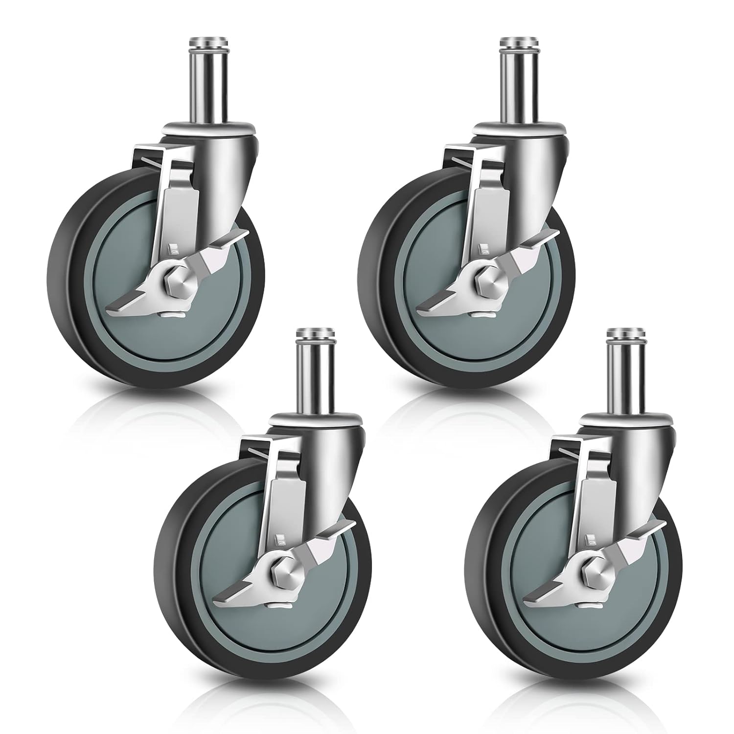 5 inches Stem Casters for Wire Shelving Racks - Heavy Duty Wheels
