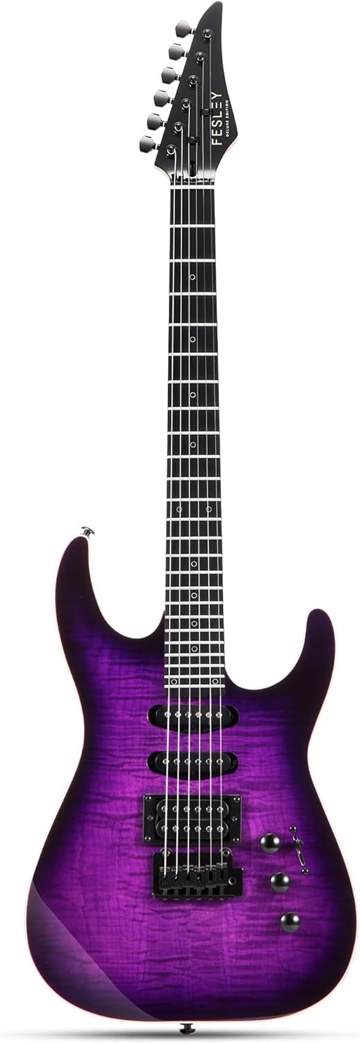 Premium Purple Electric Guitar Kit: 39 Full Size, 24 Frets, HSS Pickup