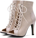 Women's Peep Toe High Top Sandals - Stylish Lace Up Heels