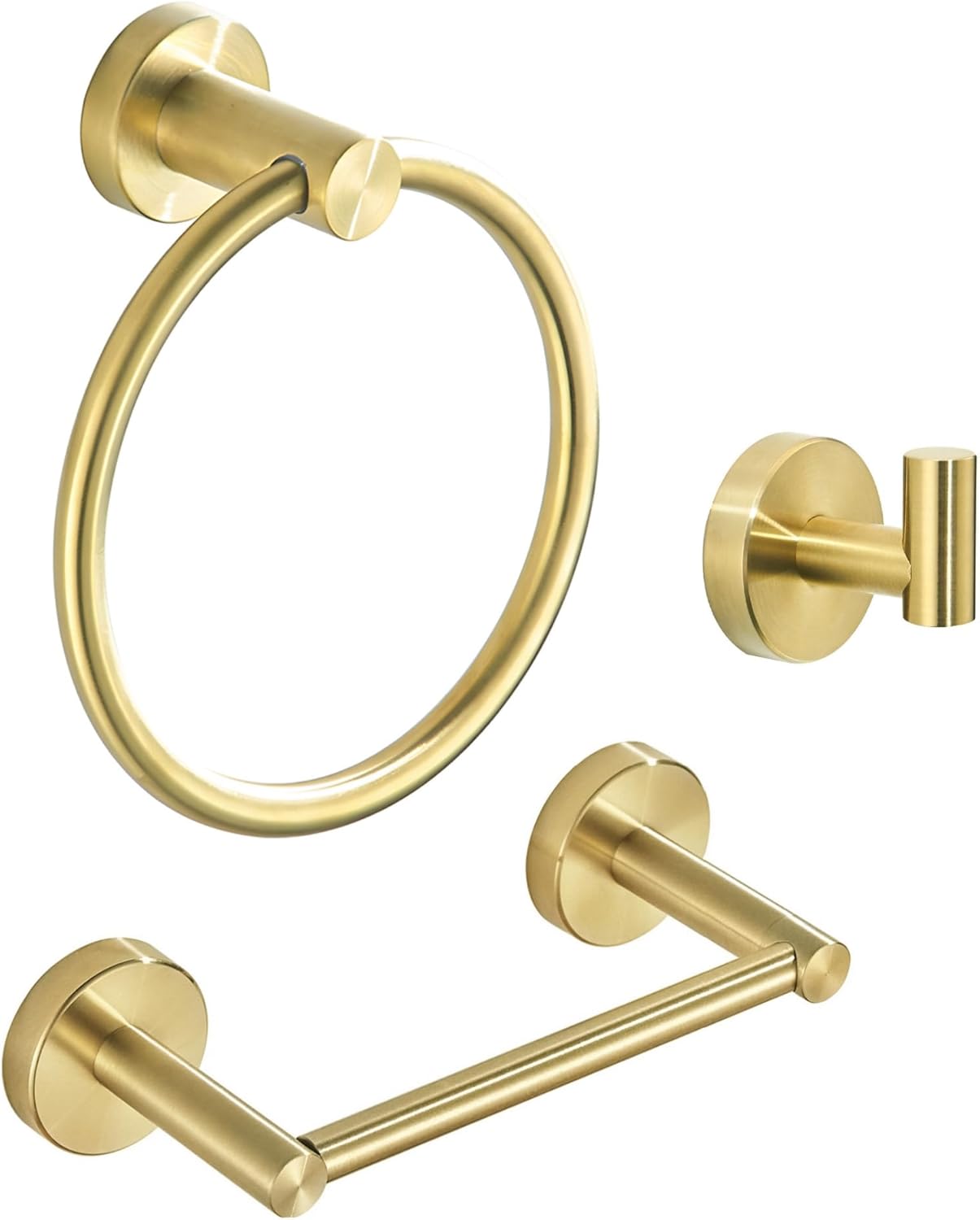 Gold Bathroom Hardware Set with Toilet Paper Holder and Hooks