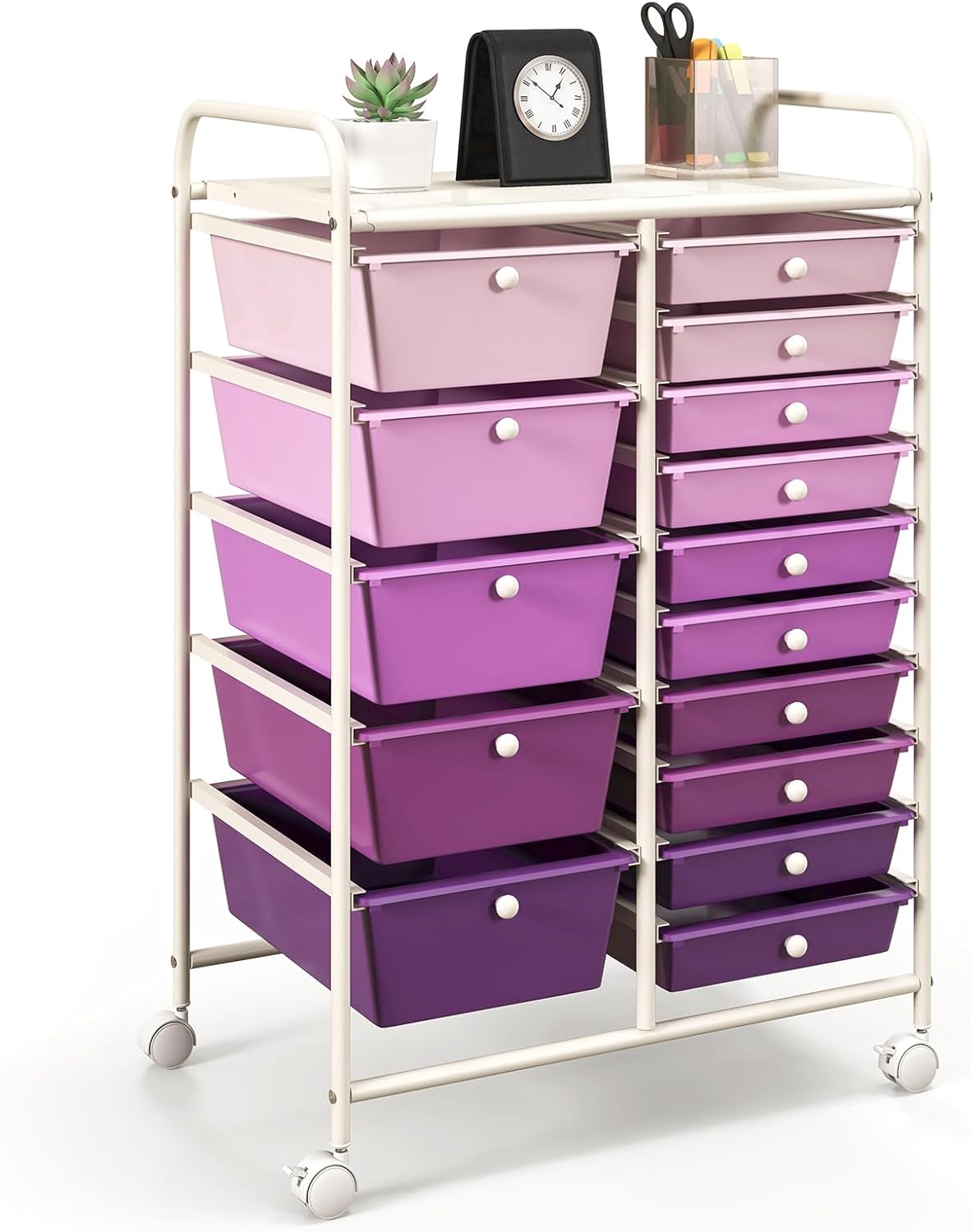 GOFLAME 15-Drawer Rolling Storage Cart for Home and Office