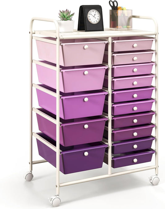 GOFLAME 15-Drawer Rolling Storage Cart for Home and Office