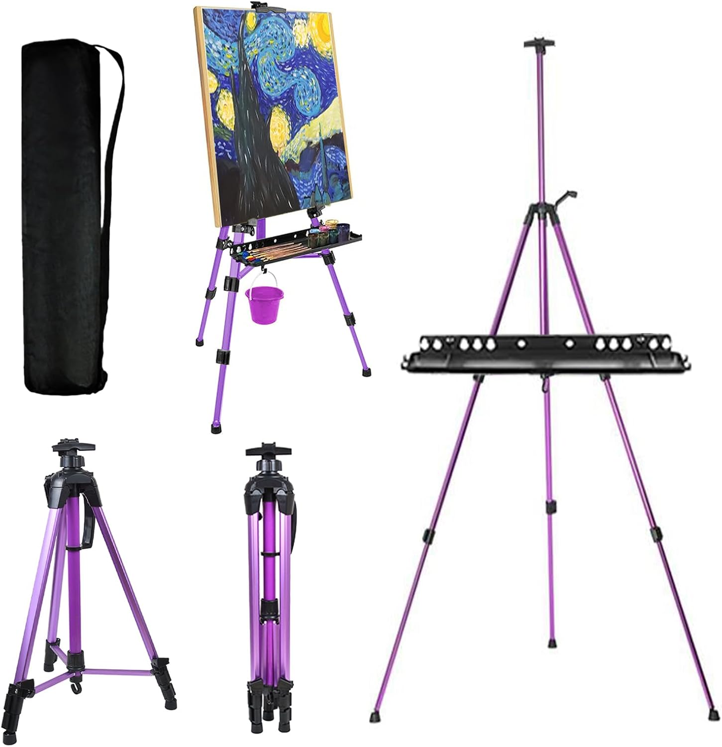Height Adjustable Portable Easel for Painting - Foldable 22ft to 62ft